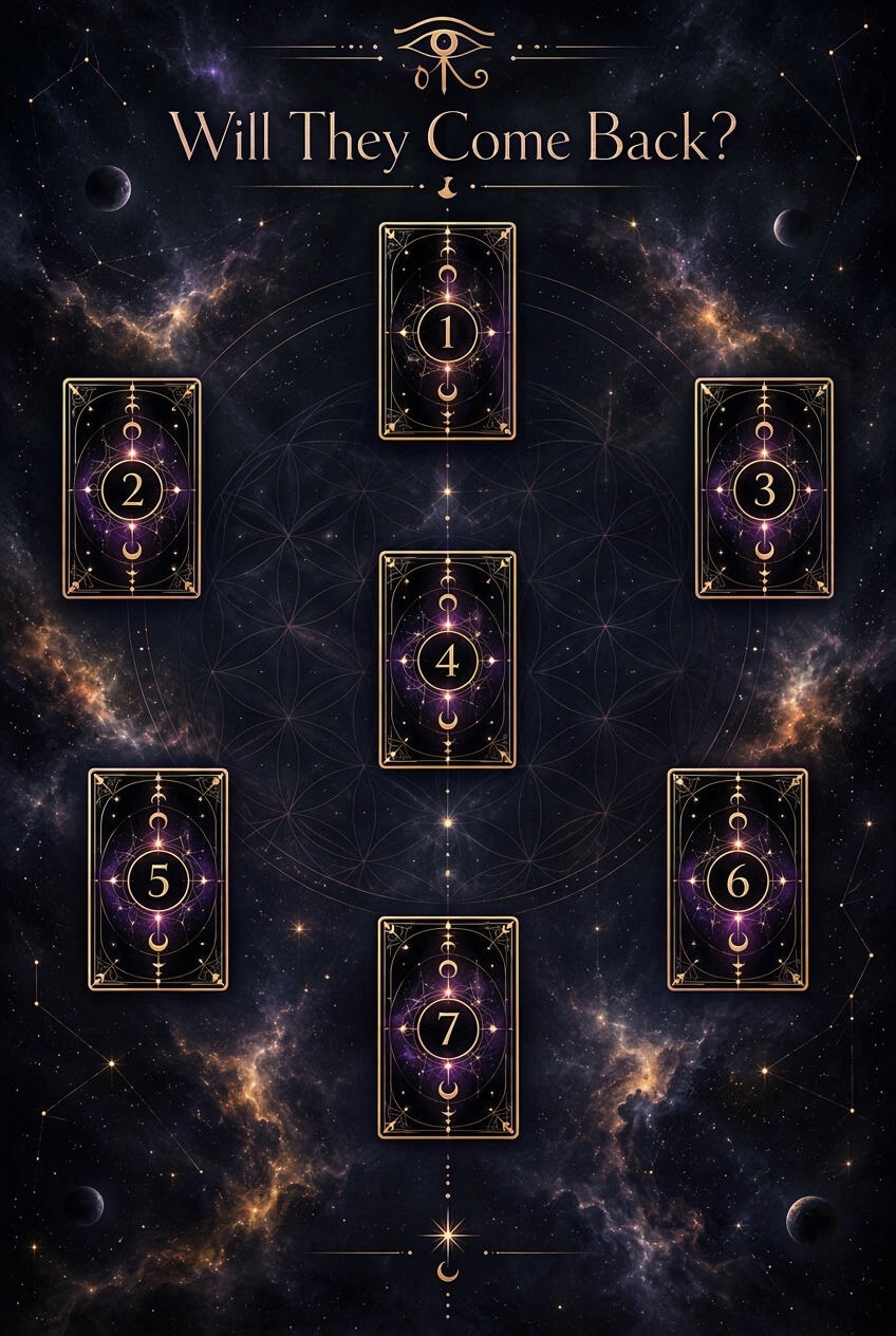 Cosmic tarot card reading illustration with a glowing third eye, mystical nebula, central clock face, and a hand holding the Magician card for shadow work intuitive guidance.